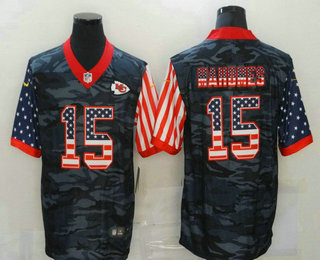 Men's Kansas City Chiefs #15 Patrick Mahomes USA Camo 2020 Salute To Service Stitched NFL Nike Limited Jersey 01