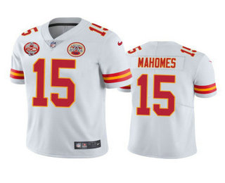 Men's Kansas City Chiefs #15 Patrick Mahomes Untouchable White 60 Season Patch 2017 Vapor Untouchable Stitched NFL Nike Limited Jersey