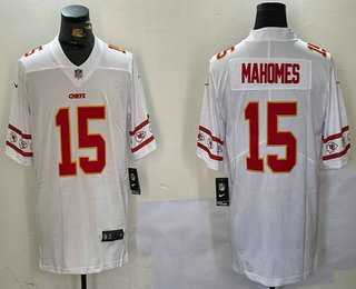 Men's Kansas City Chiefs #15 Patrick Mahomes White 2019 NEW Team Logo Vapor Untouchable Stitched Nike Limited Jersey