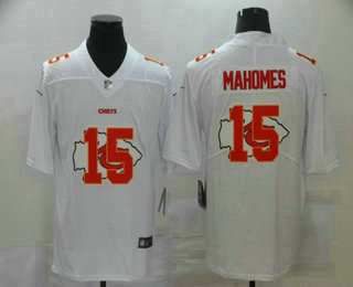 Men's Kansas City Chiefs #15 Patrick Mahomes White 2020 Shadow Logo Vapor Untouchable Stitched NFL Nike Limited Jersey