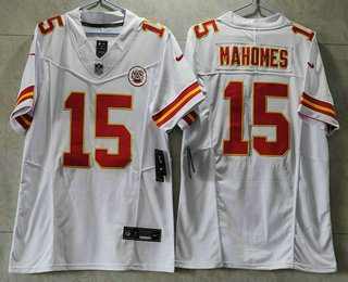 Men's Kansas City Chiefs #15 Patrick Mahomes White 2023 FUSE Vapor Untouchable Limited Stitched Jersey