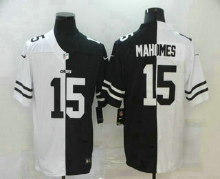 Men's Kansas City Chiefs #15 Patrick Mahomes White Black Peaceful Coexisting 2020 Vapor Untouchable Stitched NFL Nike Limited Jersey