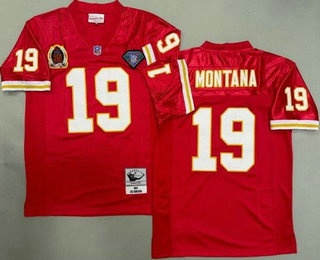 Men's Kansas City Chiefs #19 Joe Montana Red 1994 Throwback Jersey