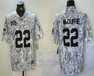 Men's Kansas City Chiefs #22 Trent McDuffie Arctic Camo 2024 FUSE Salute to Service Limited Stitched Jersey