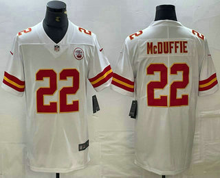 Men's Kansas City Chiefs #22 Trent McDuffie White Vapor Untouchable Limited Stitched Jersey
