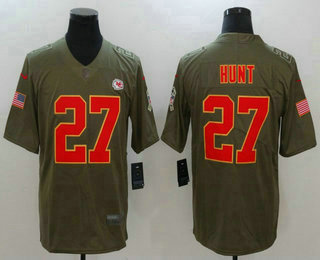 Men's Kansas City Chiefs #27 Kareem Hunt Olive 2017 Salute To Service Stitched NFL Nike Limited Jersey