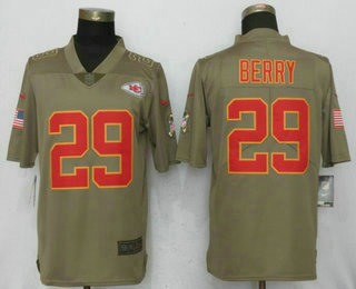 Men's Kansas City Chiefs #29 Eric Berry Olive 2017 Salute To Service Stitched NFL Nike Limited Jersey