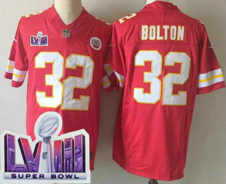 Men's Kansas City Chiefs #32 Nick Bolton Limited Red LVIII Super Bowl FUSE Vapor Jersey