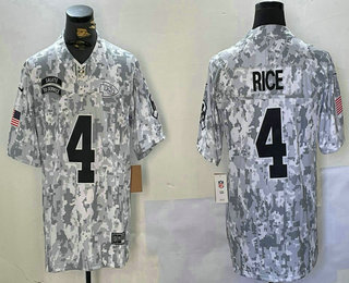 Men's Kansas City Chiefs #4 Rashee Rice Arctic Camo 2024 FUSE Salute to Service Limited Stitched Jersey