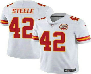 Men's Kansas City Chiefs #42 Carson Steele Limited White Vapor Jersey