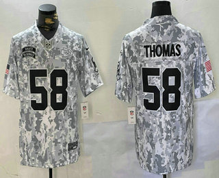 Men's Kansas City Chiefs #58 Derrick Thomas Arctic Camo 2024 FUSE Salute to Service Limited Stitched Jersey