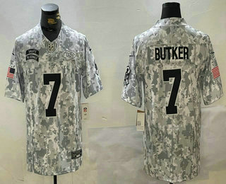 Men's Kansas City Chiefs #7 Harrison Butker Arctic Camo 2024 FUSE Salute to Service Limited Stitched Jersey