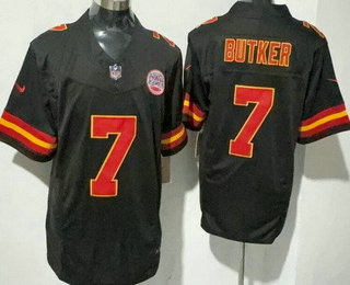 Men's Kansas City Chiefs #7 Harrison Butker Limited Black FUSE Vapor Jersey