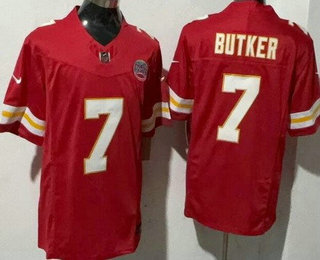 Men's Kansas City Chiefs #7 Harrison Butker Limited Red FUSE Vapor Jersey