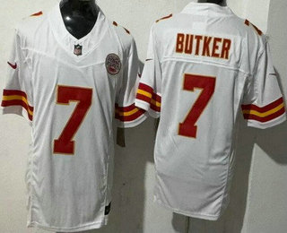 Men's Kansas City Chiefs #7 Harrison Butker Limited White FUSE Vapor Jersey