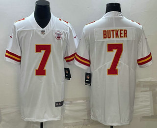 Men's Kansas City Chiefs #7 Harrison Butker White Vapor Untouchable Limited Stitched Jersey