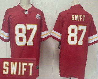 Men's Kansas City Chiefs #87 Taylor Swift Limited Red Vapor Jersey