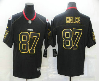 Men's Kansas City Chiefs #87 Travis Kelce 2018 Black Lights Out Color Rush Stitched NFL Nike Limited Jersey