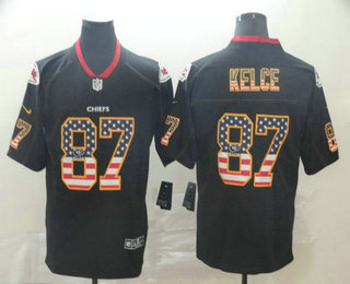 Men's Kansas City Chiefs #87 Travis Kelce 2018 USA Flag Fashion Black Color Rush Stitched Nike Limited Jersey