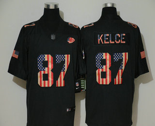 Men's Kansas City Chiefs #87 Travis Kelce 2019 Salute To Service USA Flag Fashion Limited Jersey