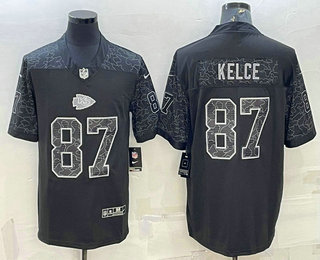 Men's Kansas City Chiefs #87 Travis Kelce Black Reflective Limited Stitched Football Jersey