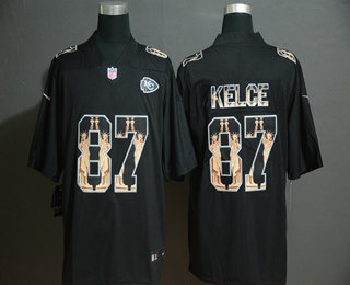 Men's Kansas City Chiefs #87 Travis Kelce Black Statue Of Liberty Stitched NFL Nike Limited Jersey