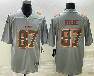 Men's Kansas City Chiefs #87 Travis Kelce Gray Atmosphere Fashion Stitched Jersey