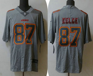 Men's Kansas City Chiefs #87 Travis Kelce Grey Atmosphere Fashion Stitched Jersey