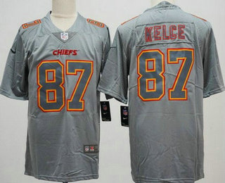 Men's Kansas City Chiefs #87 Travis Kelce Limited Gray Atmosphere Vapor Jersey