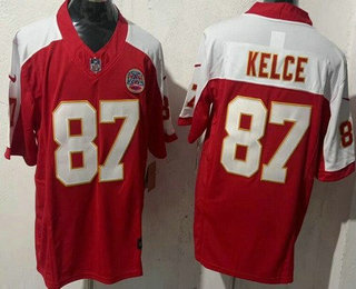 Men's Kansas City Chiefs #87 Travis Kelce Limited Red Thanksgiving FUSE Vapor Jersey