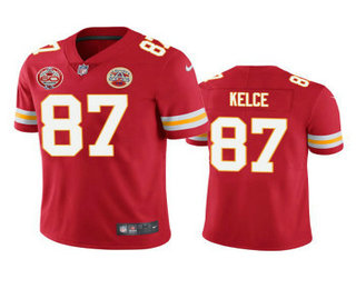 Men's Kansas City Chiefs #87 Travis Kelce Red 60 Season Patch 2017 Vapor Untouchable Stitched NFL Nike Limited Jersey