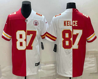 Men's Kansas City Chiefs #87 Travis Kelce Red White Two Tone Vapor Untouchable Stitched Limited Jersey