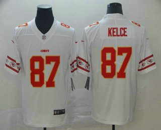 Men's Kansas City Chiefs #87 Travis Kelce White 2019 NEW Team Logo Vapor Untouchable Stitched NFL Nike Limited Jersey