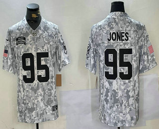 Men's Kansas City Chiefs #95 Chris Jones Arctic Camo 2024 FUSE Salute to Service Limited Stitched Jersey