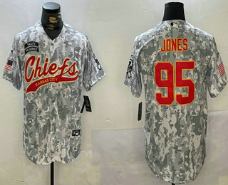 Men's Kansas City Chiefs #95 Chris Jones Arctic Camo 2024 Salute to Service Stitched Baseball Jersey