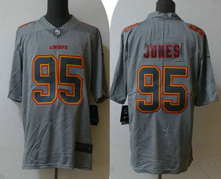 Men's Kansas City Chiefs #95 Chris Jones Grey Atmosphere Fashion Stitched Jersey