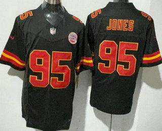 Men's Kansas City Chiefs #95 Chris Jones Limited Black FUSE Vapor Jersey