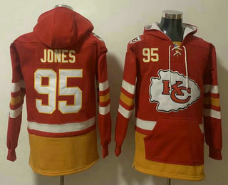 Men's Kansas City Chiefs #95 Chris Jones NEW Red Pocket Stitched NFL Pullover Hoodie