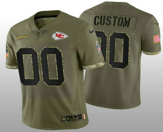 Men's Kansas City Chiefs ACTIVE PLAYER Custom Olive 2022 Salute To Service Limited Stitched Jersey