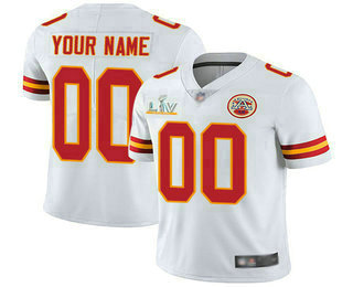 Men's Kansas City Chiefs ACTIVE PLAYER Custom White 2021 Super Bowl LV Stitched Nike Limited NFL Jersey