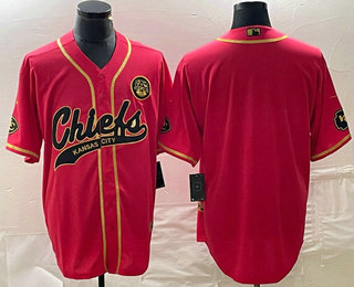 Men's Kansas City Chiefs Blank Red Gold Cool Base Stitched Baseball Jersey