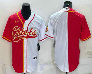 Men's Kansas City Chiefs Blank Red White Two Tone With Patch Cool Base Stitched Baseball Jersey