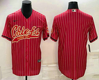 Men's Kansas City Chiefs Blank Red With Patch Cool Base Stitched Baseball Jersey