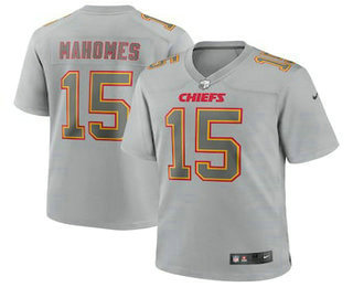 Men's Kansas City Chiefs Patrick Mahomes Grey Atmosphere Fashion 2022 Vapor Untouchable Stitched Nike Limited Jersey