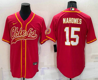 Men's Kansas City Chiefs Patrick Mahomes Red Stitched Cool Base Nike Baseball Jersey