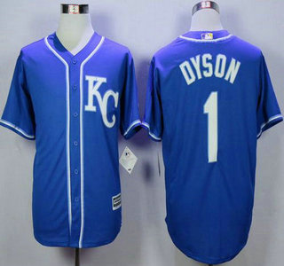 Men's Kansas City Royals #1 Jarrod Dyson Alternate Blue KC 2015 MLB Cool Base Jersey