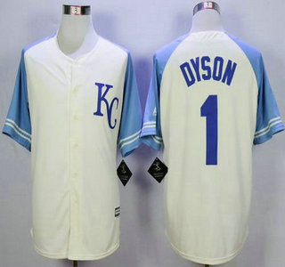 Men's Kansas City Royals #1 Jarrod Dyson Cream Exclusive Vintage Jersey