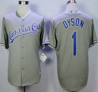 Men's Kansas City Royals #1 Jarrod Dyson Gray Road 2015 MLB Cool Base Jersey