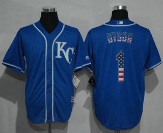 Men's Kansas City Royals #1 Jarrod Dyson KC Navy Blue USA Flag Fashion Stitched MLB Jersey