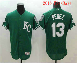 Men's Kansas City Royals #13 Salvador Perez Green Celtic Flexbase Authentic Collection Player Jersey